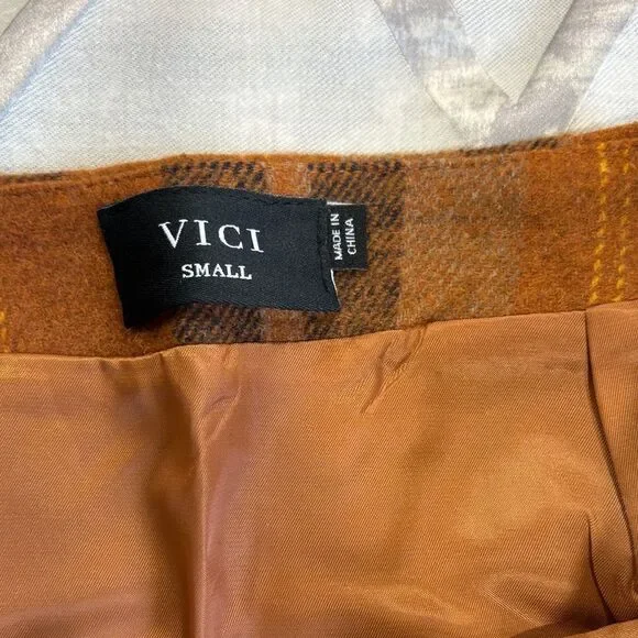 Vici Plaid Brown and Yellow Women's Skirt - Picture 2 of 8